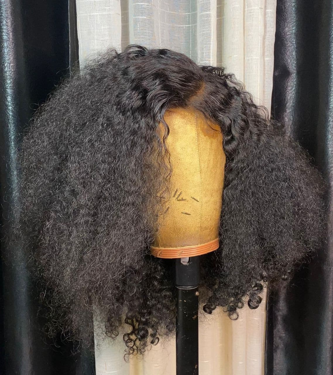 Black kinky curls wig unit